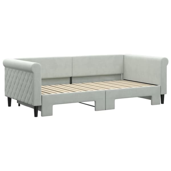 vidaXL Dagbädd utdragbar ljusgrå 90x190 cm sammet