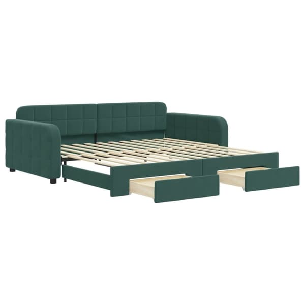 vidaXL Dagbädd utdragbar med lådor mörkgrön 100x200 cm sammet
