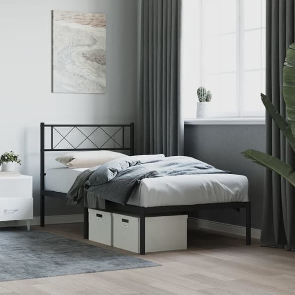 vidaXL sengeramme med sengegavl 80x200 cm metal sort