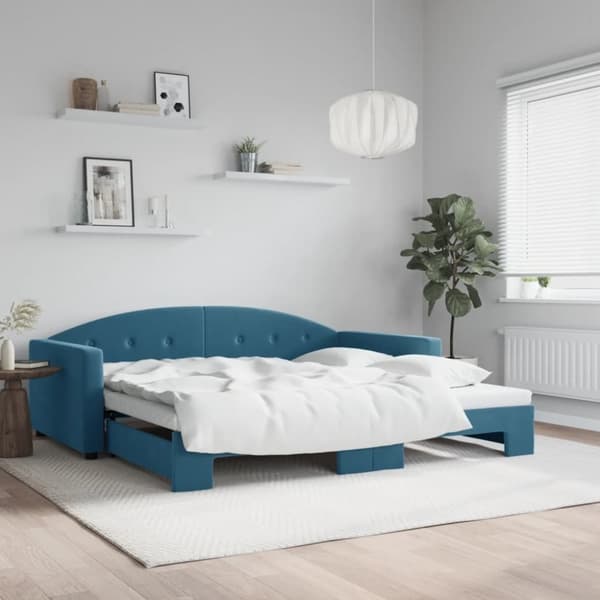 vidaXL daybed med udtræk 100x200 cm velour blå