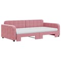 Miniatyrbillede 3 af 11: vidaXL daybed med udtræk og madras 100x200 cm velour lyserød