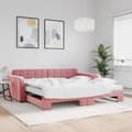 Miniatyrbillede 2 af 11: vidaXL daybed med udtræk og madras 100x200 cm velour lyserød