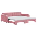Miniatyrbillede 1 af 11: vidaXL daybed med udtræk og madras 100x200 cm velour lyserød