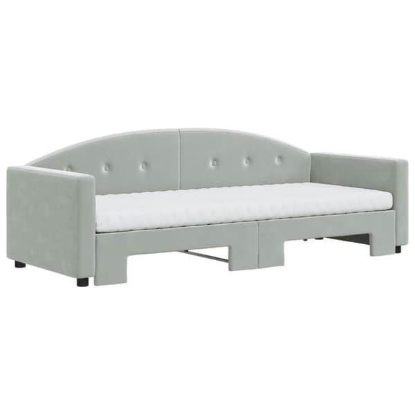 vidaXL daybed med udtræk og madras 80x200 cm velour lysegrå