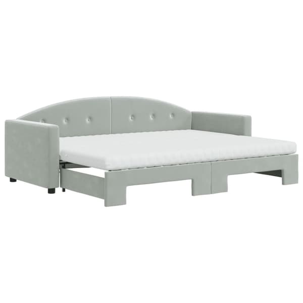 vidaXL daybed med udtræk og madras 80x200 cm velour lysegrå