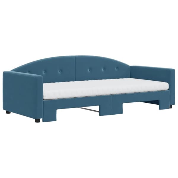 vidaXL daybed med udtræk og madras 90x200 cm velour blå