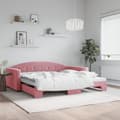 Miniatyrbillede 2 af 9: vidaXL Dagbädd utdragbar rosa 100x200 cm sammet
