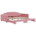 Miniatyrbillede 1 af 9: vidaXL Dagbädd utdragbar rosa 100x200 cm sammet