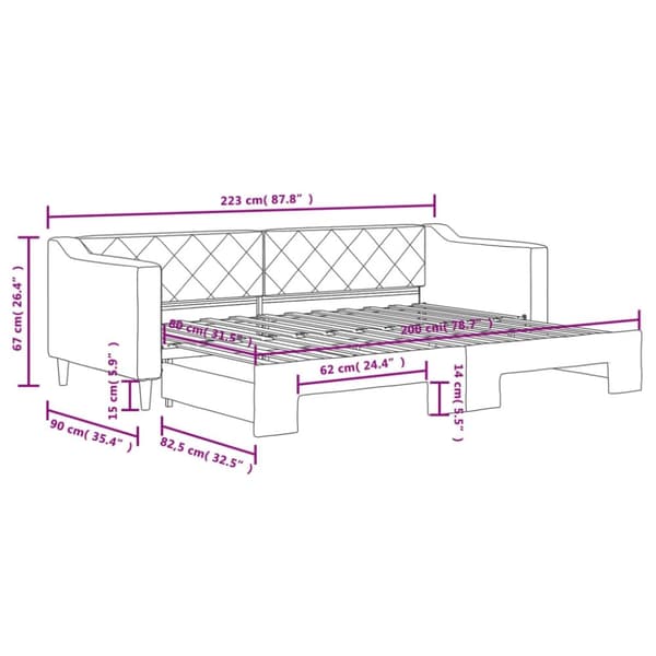vidaXL daybed med udtræk 80x200 cm stof mørkegrå