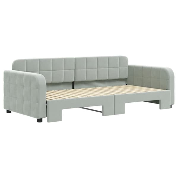 vidaXL Dagbädd utdragbar ljusgrå 90x190 cm sammet