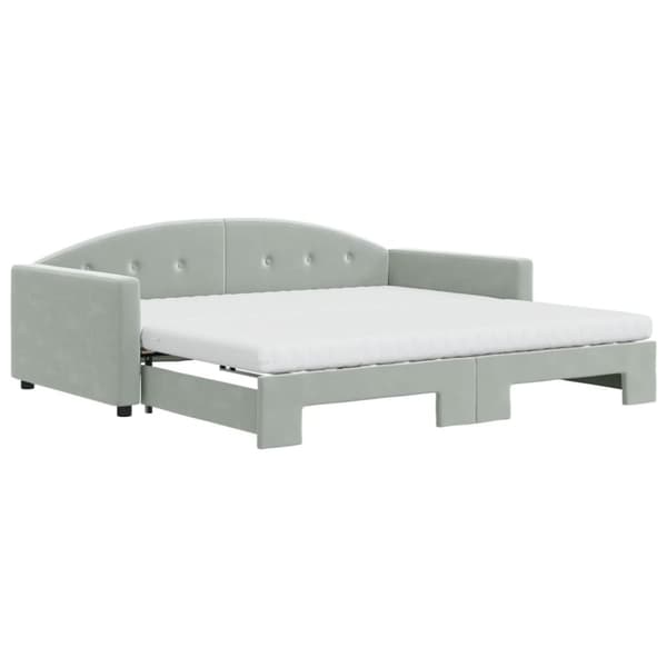 vidaXL daybed med udtræk og madras 100x200 cm velour lysegrå