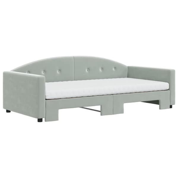 vidaXL daybed med udtræk og madras 100x200 cm velour lysegrå