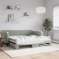 Miniatyrbillede 2 af 11: vidaXL daybed med udtræk 90x190 cm velour lysegrå