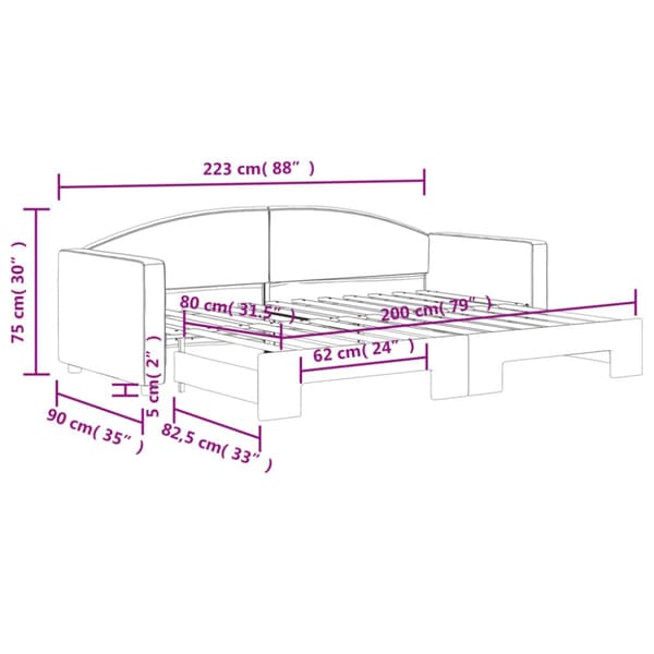 vidaXL daybed med udtræk 80x200 cm stof mørkegrå