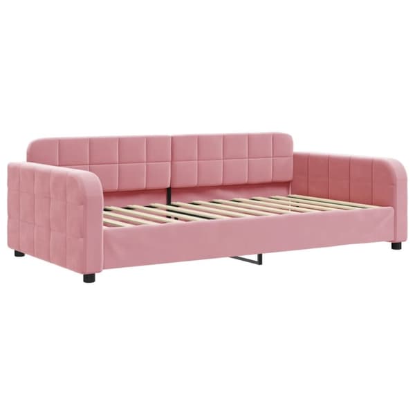 vidaXL daybed med udtræk og madras 90x200 cm velour lyserød