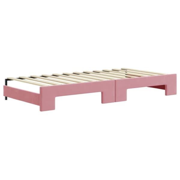 vidaXL daybed med udtræk og madras 90x200 cm velour lyserød