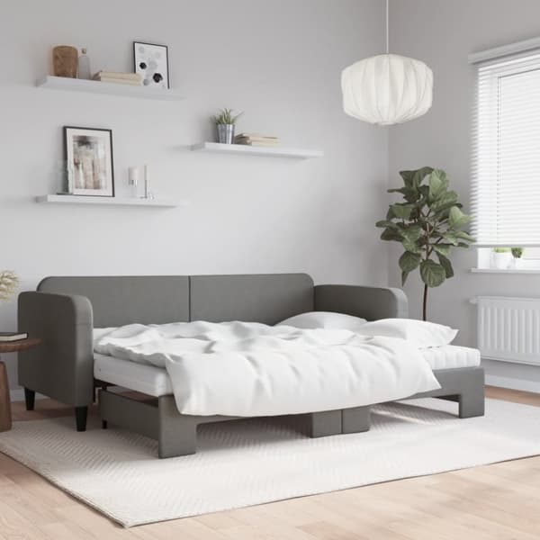 vidaXL daybed med udtræk og madras 80x200 cm stof mørkegrå