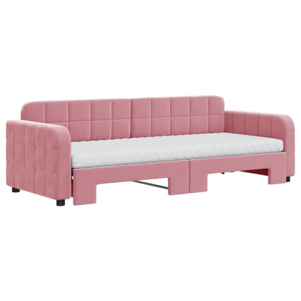vidaXL daybed med udtræk og madras 80x200 cm velour lyserød