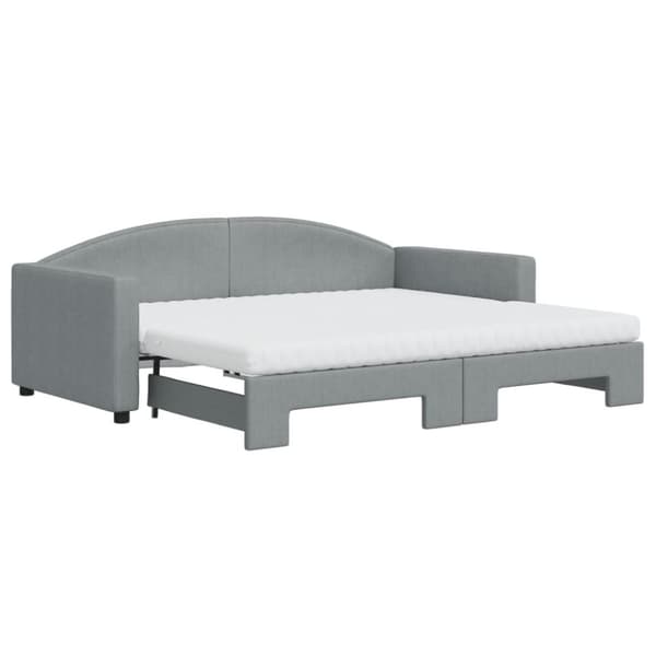 vidaXL daybed med udtræk og madras 90x190 cm stof lysegrå
