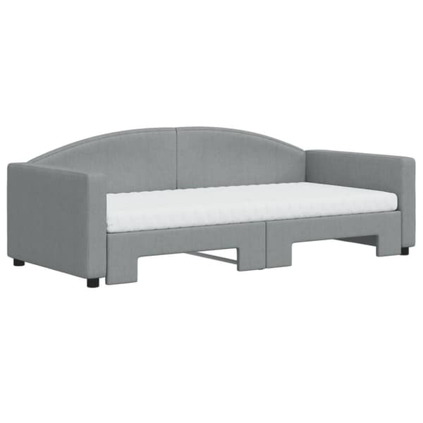 vidaXL daybed med udtræk og madras 90x190 cm stof lysegrå