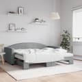 Miniatyrbillede 2 af 11: vidaXL daybed med udtræk og madras 90x190 cm stof lysegrå