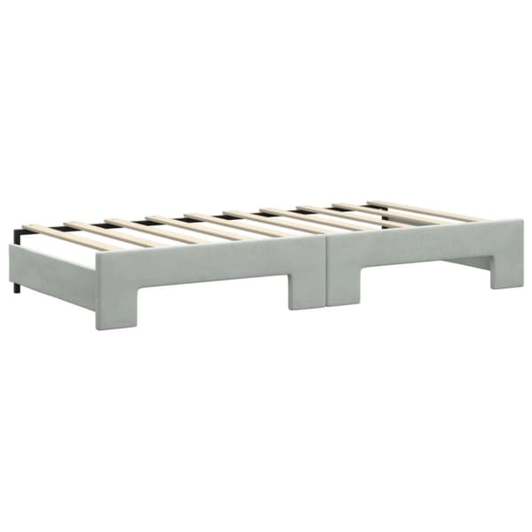 vidaXL daybed med udtræk og madras 90x190 cm velour lysegrå