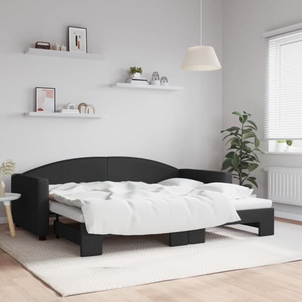 vidaXL daybed med udtræk 90x200 cm stof sort