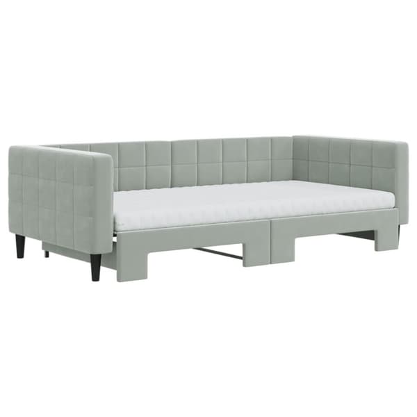 vidaXL daybed med udtræk og madras 100x200 cm velour lysegrå