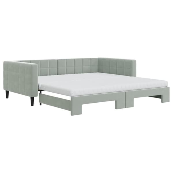 vidaXL daybed med udtræk og madras 100x200 cm velour lysegrå