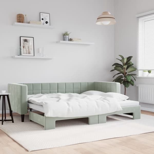 vidaXL daybed med udtræk 80x200 cm velour lysegrå
