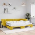 Miniatyrbillede 2 af 11: vidaXL daybed med udtræk og madras 90x200 cm velour gul