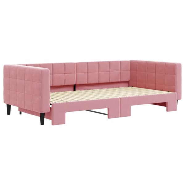 vidaXL Dagbädd utdragbar rosa 100x200 cm sammet