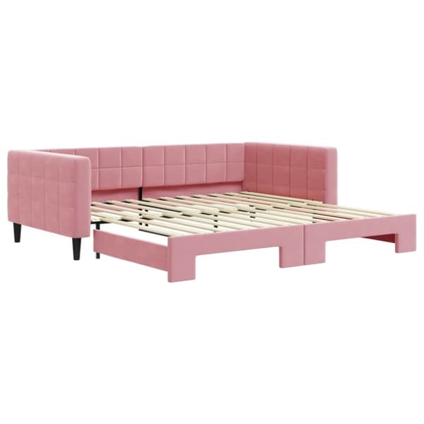 vidaXL Dagbädd utdragbar rosa 100x200 cm sammet