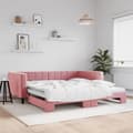 Miniatyrbillede 1 af 11: vidaXL Dagbädd utdragbar rosa 100x200 cm sammet