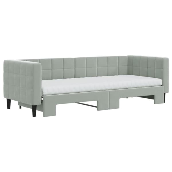 vidaXL daybed med udtræk og madras 80x200 cm velour lysegrå
