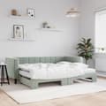 Miniatyrbillede 1 af 11: vidaXL daybed med udtræk og madras 80x200 cm velour lysegrå