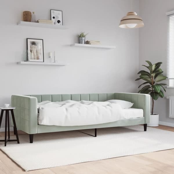 vidaXL daybed med madras 90x200 cm velour lysegrå