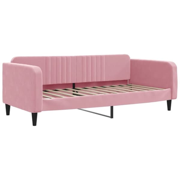 vidaXL daybed med udtræk og skuffer 90x200 cm velour lyserød
