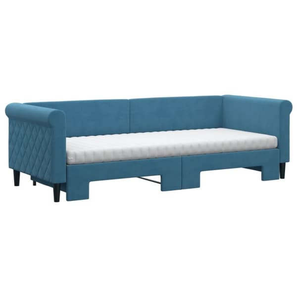 vidaXL daybed med udtræk og madras 80x200 cm velour blå