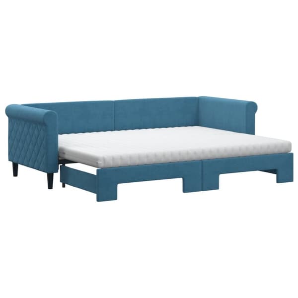 vidaXL daybed med udtræk og madras 80x200 cm velour blå