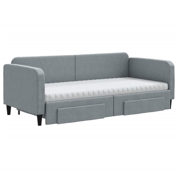 vidaXL daybed med udtræk og skuffer 90x200 cm stof lysegrå