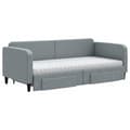 Miniatyrbillede 4 af 11: vidaXL daybed med udtræk og skuffer 90x200 cm stof lysegrå