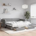 Miniatyrbillede 2 af 11: vidaXL daybed med udtræk og skuffer 90x200 cm stof lysegrå