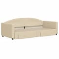 Miniatyrbillede 3 af 11: vidaXL daybed med udtræk og skuffer 90x200 cm stof cremefarvet