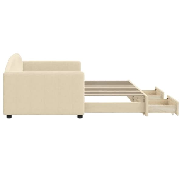 vidaXL daybed med udtræk og skuffer 90x200 cm stof cremefarvet
