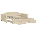 Miniatyrbillede 1 af 11: vidaXL daybed med udtræk og skuffer 90x200 cm stof cremefarvet