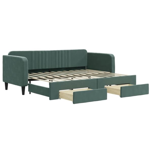 vidaXL daybed med udtræk og skuffer 80x200 cm velour mørkegrøn