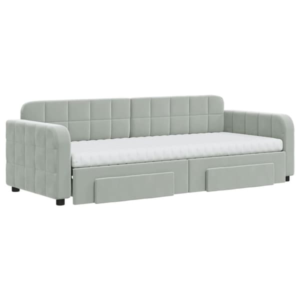 vidaXL daybed med udtræk og skuffer 80x200 cm velour lysegrå