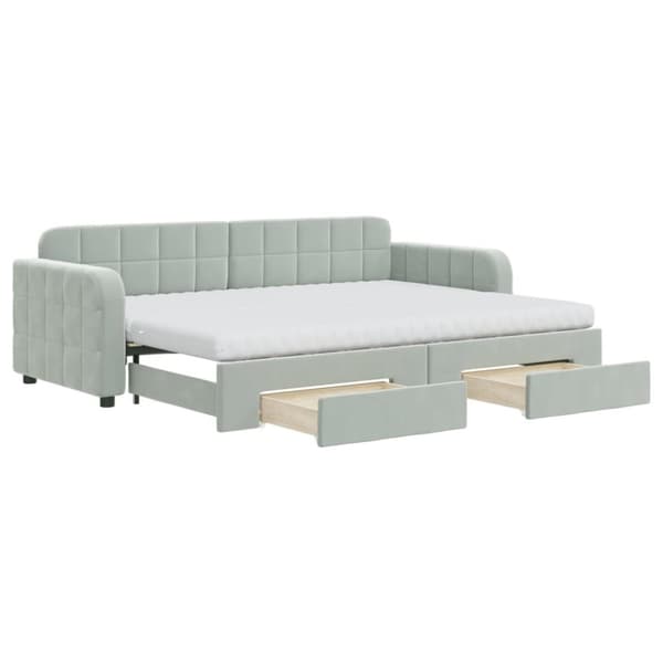 vidaXL daybed med udtræk og skuffer 80x200 cm velour lysegrå