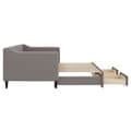 Miniatyrbillede 7 af 11: vidaXL daybed med udtræk og skuffer 80x200 cm stof gråbrun